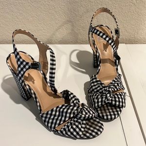 Black and White Check Block Heels